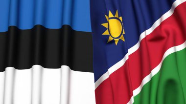 Estonya ve NAMIBIA bayrakları gerçekçi kumaş dokusuna sahip