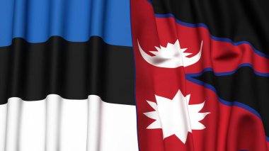 Estonya ve NEPAL bayrakları gerçekçi kumaş dokusuyla