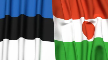 Estonya bayrakları ve gerçekçi kumaş dokusuna sahip NIGER