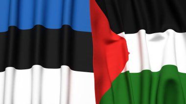 Estonya ve Filistin bayrakları gerçekçi kumaş dokusuyla