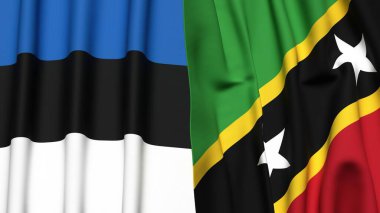 Estonya bayrakları ve gerçekçi kumaşlı Aziz KITTS