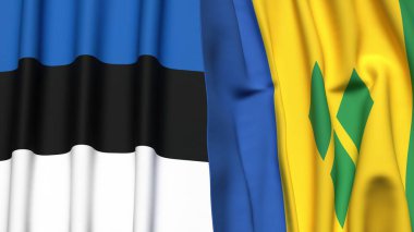 Estonya bayrakları ve gerçekçi kumaş dokusuna sahip Aziz VINCENT