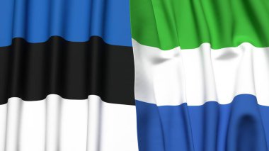 Estonya bayrakları ve gerçekçi kumaş dokusuna sahip SIERRA LEONE