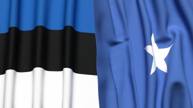 Estonya bayrakları ve gerçekçi kumaş dokusuna sahip SOMALYA