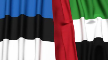 Gerçekçi kumaş dokusuna sahip Estonya ve BAE bayrakları