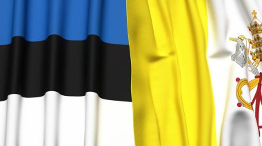 Estonya ve VATICAN bayrakları gerçekçi kumaş dokusuna sahip