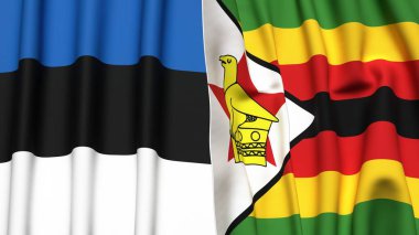 Estonya ve ZIMBABWE bayrakları gerçekçi kumaş dokusuyla