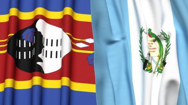Eswatini ve GUATEMALA bayrakları gerçekçi kumaş dokusuyla