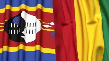 Eswatini ve Guinea bayrakları gerçekçi kumaş desenli.