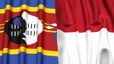 Eswatini ve INDONESIA bayrakları gerçekçi kumaş dokusuyla