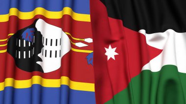 Eswatini ve JORDAN bayrakları gerçekçi kumaş dokusuyla