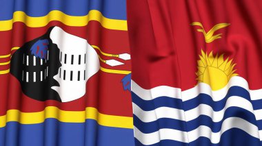 Eswatini ve KIRIBATI bayrakları gerçekçi kumaş dokusuyla