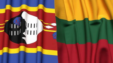 Eswatini ve LITHUANIA bayrakları gerçekçi kumaş dokusuyla