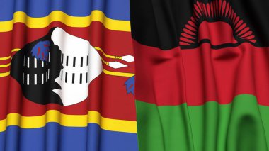 Eswatini ve MALAWI bayrakları gerçekçi kumaş dokusuyla