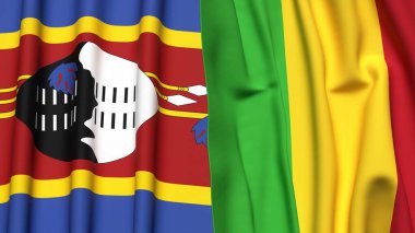 Eswatini ve MALI bayrakları gerçekçi kumaş desenli.