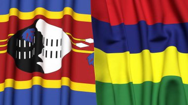 Eswatini ve Valilik bayrakları gerçekçi kumaş dokusuna sahiptir.