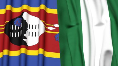 Eswatini ve NIGERIA bayrakları gerçekçi kumaş dokusuyla