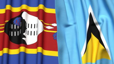 Eswatini ve SaINT LUCIA bayrakları.