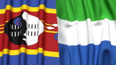 Eswatini ve SIERRA LEONE bayrakları gerçekçi kumaş desenli