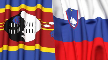 Eswatini ve SLOVENIA bayrakları gerçekçi kumaş dokusuyla