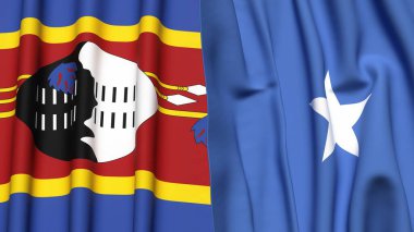 Eswatini ve SOMALIA bayrakları gerçekçi kumaş dokusuyla