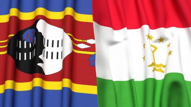Eswatini ve TAJIKISTAN bayrakları gerçekçi kumaş dokusuyla