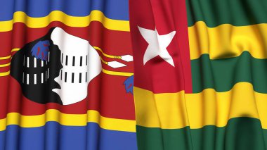 Eswatini ve TOGO bayrakları gerçekçi kumaş dokusuyla