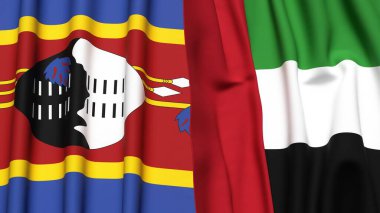 Eswatini ve BAE bayrakları gerçekçi kumaş desenli.