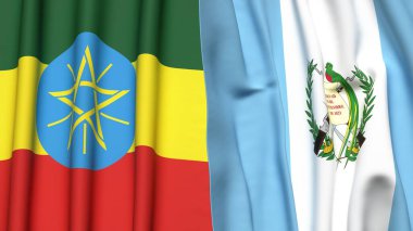 EthIOPIA ve GUATEMALA bayrakları gerçekçi kumaş dokusuyla