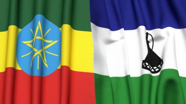 EthIOPIA ve LESOTHO bayrakları gerçekçi kumaş dokusuyla