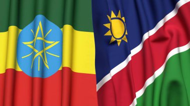 EthIOPIA ve NAMIBIA bayrakları gerçekçi kumaş dokusuna sahip