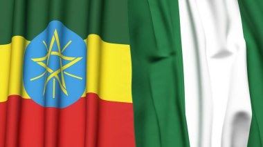 ETHIOPIA ve NIGERIA bayrakları gerçekçi kumaş dokusuyla