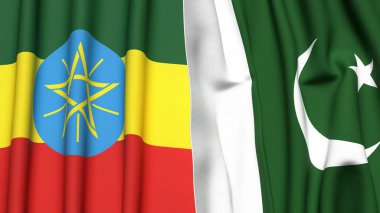 ETHIOPIA ve PAKISTAN bayrakları gerçekçi kumaş dokusuna sahip