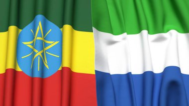 EthIOPIA ve SIERRA LEone bayrakları gerçekçi kumaş dokusuyla