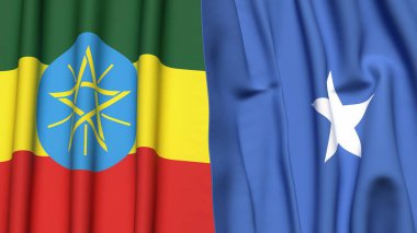 EthIOPIA ve SOMALIA bayrakları gerçekçi kumaş dokusuna sahip