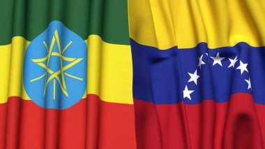 ETHIOPIA ve Venezuela bayrakları gerçekçi kumaş dokusuyla