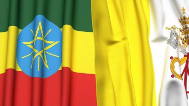EthIOPIA ve VATICAN bayrakları gerçekçi kumaş dokusuna sahip