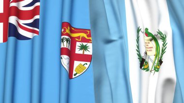 FIJI ve GUATEMALA bayrakları gerçekçi kumaş dokusuyla