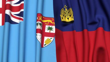 FIJI ve LIECHTENSTEIN bayrakları gerçekçi kumaş dokusuyla
