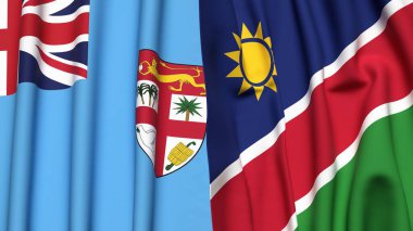 FIJI ve NAMIBIA bayrakları gerçekçi kumaş dokusuna sahip