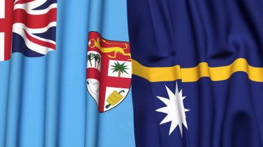 FIJI ve NAURU bayrakları gerçekçi kumaş desenli.