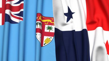 FIJI ve Panama bayrakları gerçekçi kumaş dokusuna sahip