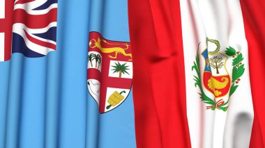 FIJI ve Peru 'nun gerçekçi kumaş dokusuna sahip bayrakları