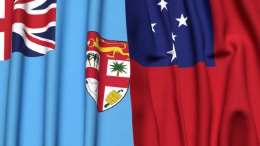 FIJI ve SAMOA bayrakları gerçekçi kumaş dokusuyla
