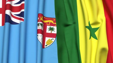 FIJI ve SENeGAL bayrakları gerçekçi kumaş dokusuyla