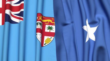 FIJI ve SOMALIA bayrakları gerçekçi kumaş dokusuna sahip