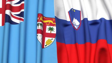 FIJI ve SLOVENIA bayrakları gerçekçi kumaş dokusuna sahip