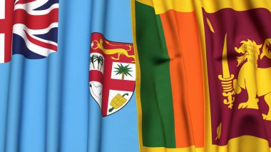 FIJI ve SRI LANKA bayrakları gerçekçi kumaş dokusuna sahip