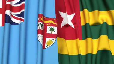 FIJI ve TOGO bayrakları gerçekçi kumaş dokusuyla