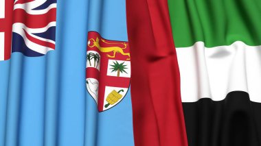 Gerçekçi kumaş desenli FIJI ve BAE bayrakları